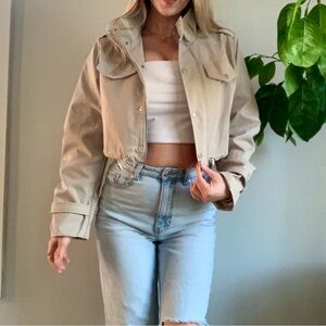 Cropped khaki Utility Jacket for Women